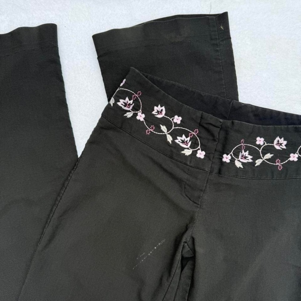 vintage fitted low rise trousers with embroidered detailing on the belt